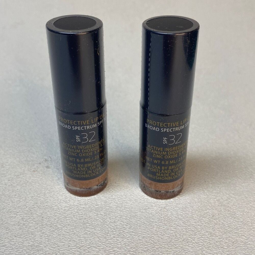 Brush on block Protective Lip Oil SPF 32 pack of 2 .23oz each Exp:‎ 2025